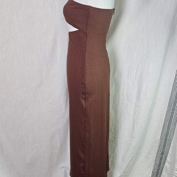 NBD by Revolve Britta Midi Cut Out Dress Brown Strapless Sz S - Picture 5 of 15